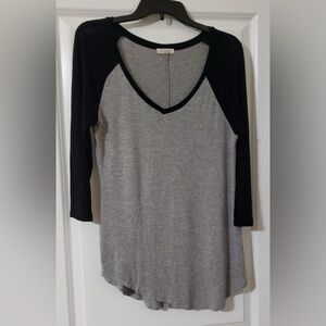 Ultra Flirt Gray and Black Long Sleeve Raglan Tee